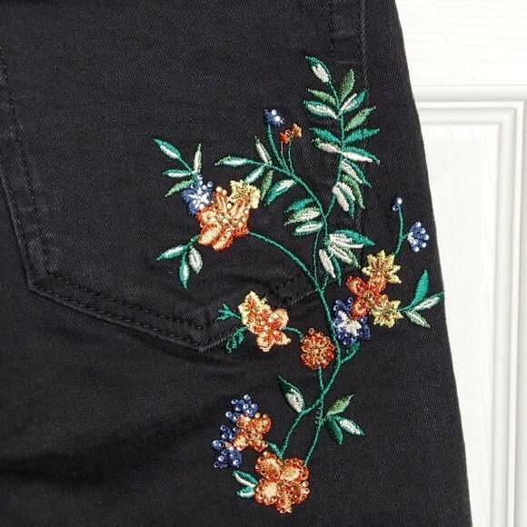 TOPSHOP Moto Jamie Embroidered Black Skinny Jeans - Picture 5 of 6